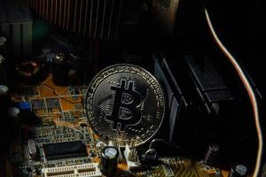 cryptocurrency, bitcoin on a chip, blockchain photo
