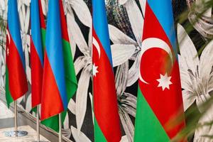 flag of azerbaijan on the rack photo