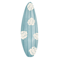 Watercolor cute surfboard, summer element on beach, Summer illustration png