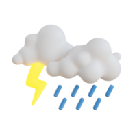 3d icône de pluie et une orage. nuage avec une foudre verrouiller. temps Icônes png