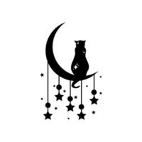 Moon Cat icon vector set. Moon Star illustration sign collection. Luna Cat symbol or logo.