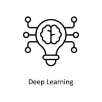 deep learning Vector  outline Icons. Simple stock illustration stock