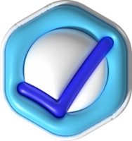 3D illustration Like or correct symbol,Confirmed or approved button png