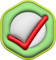 3D illustration Like or correct symbol,Confirmed or approved button png