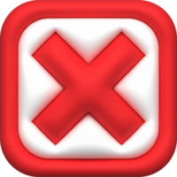 cross check mark icon button and no or wrong symbol on reject cancel sign button . rendering 3D. png