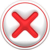cruzar cheque marca icono botón y No o incorrecto símbolo en rechazar cancelar firmar botón . representación 3d. png