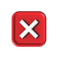 cross check mark icon button and no or wrong symbol on reject cancel sign button . rendering 3D. png