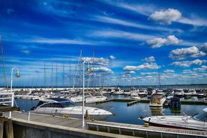 landscape with the port of Sopot in Poland and yachts on a warm spring day, photo