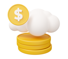 cloud coin money 3d illustration png