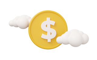 cloud coin money 3d illustration png