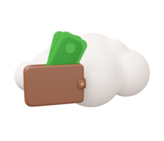 money wallet cloud 3d illustration png