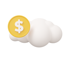 cloud coin money 3d illustration png
