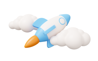 cohete nube 3d hacer png