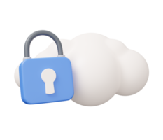 padlock cloud 3d illustration png