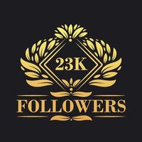 23k seguidores celebracion diseño. lujoso 23k seguidores logo para social medios de comunicación seguidores vector