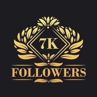 7K Followers celebration design. Luxurious 7K Followers logo for social media followers vector