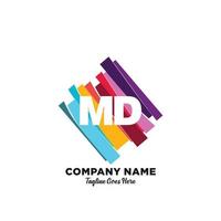 MD initial logo With Colorful template vector