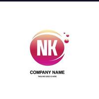 NK initial logo With Colorful Circle template vector