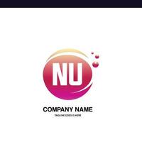 NU initial logo With Colorful Circle template vector