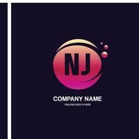NJ initial logo With Colorful Circle template vector