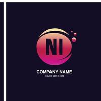 NI initial logo With Colorful Circle template vector