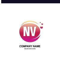 NV initial logo With Colorful Circle template vector