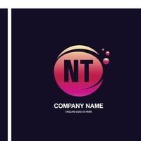 NT initial logo With Colorful Circle template vector