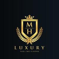 MH Letter Initial with Royal Luxury Logo Template vector