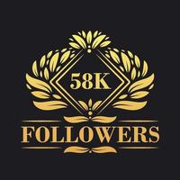 58k seguidores celebracion diseño. lujoso 58k seguidores logo para social medios de comunicación seguidores vector