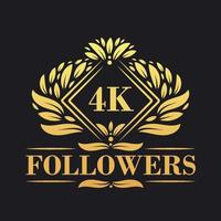 4k seguidores celebracion diseño. lujoso 4k seguidores logo para social medios de comunicación seguidores vector