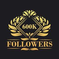 600k seguidores celebracion diseño. lujoso 600k seguidores logo para social medios de comunicación seguidores vector