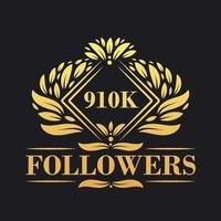 910k seguidores celebracion diseño. lujoso 910k seguidores logo para social medios de comunicación seguidores vector