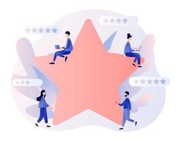 Star rating concept. Customer reviews. People leave feedback and comments. Modern flat cartoon style. Vector illustration