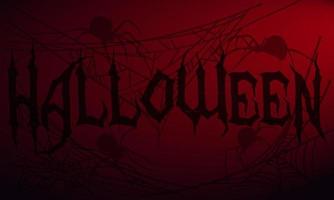 Happy Halloween banner sale or background for a party, invitation. Vector illustration . A red background with a spider web, a shadow from spiders and an inscription. Confusing background