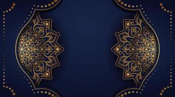 luxury mandala background, blue and gold, design vector