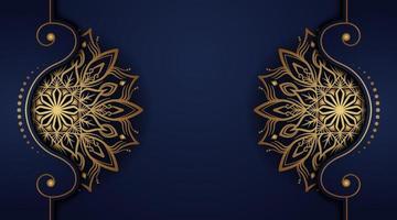 luxury mandala background, blue and gold, design vector