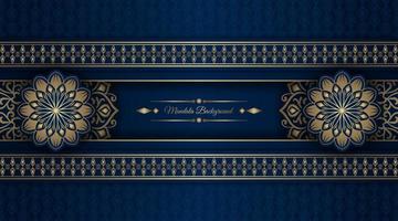 luxury mandala background, blue and gold, design vector