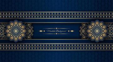 luxury mandala background, blue and gold, design vector