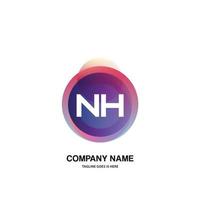 NH initial logo With Colorful Circle template vector