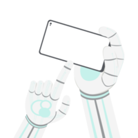 kunstmatig intelligentie- robot machine hand- arm houding smartphone png