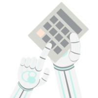 kunstmatig intelligentie- robot machine hand- arm houding rekenmachine png