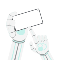 artificiel intelligence robot machine main bras pose téléphone intelligent png