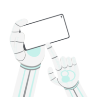 kunstmatig intelligentie- robot machine hand- arm houding smartphone png