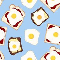 Seamless pattern of fried egg sandwiches vector