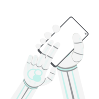 kunstmatig intelligentie- robot machine hand- arm houding smartphone png