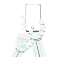 kunstmatig intelligentie- robot machine hand- arm houding smartphone png