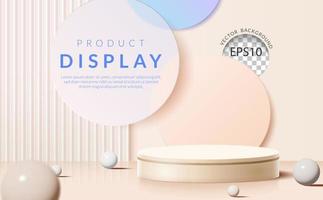 3d background products display podium scene with circle glass floating overlap backdrop. Minimal scene for cosmetic product display stage showcase, promotion display. Vector illustration