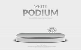 Chromium metal and white stage podium on white background for product display. Vector illustration