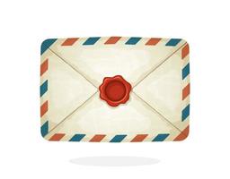 Closed vintage mail envelope with red wax seal vector