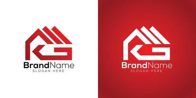 Real estate letter K G logo design template on white and red background vector